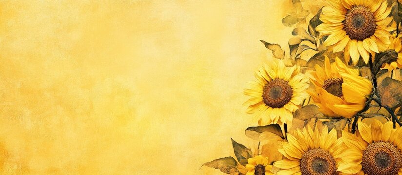 Yellow Template Featuring Sunflowers with a Surrealistic Fabric Effect