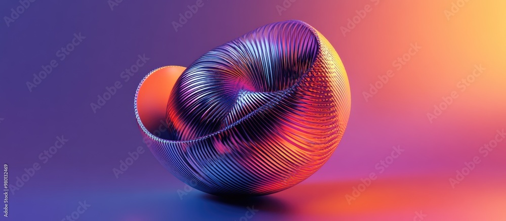 Aufkleber abstract 3d object with gradient texture and geometric shape