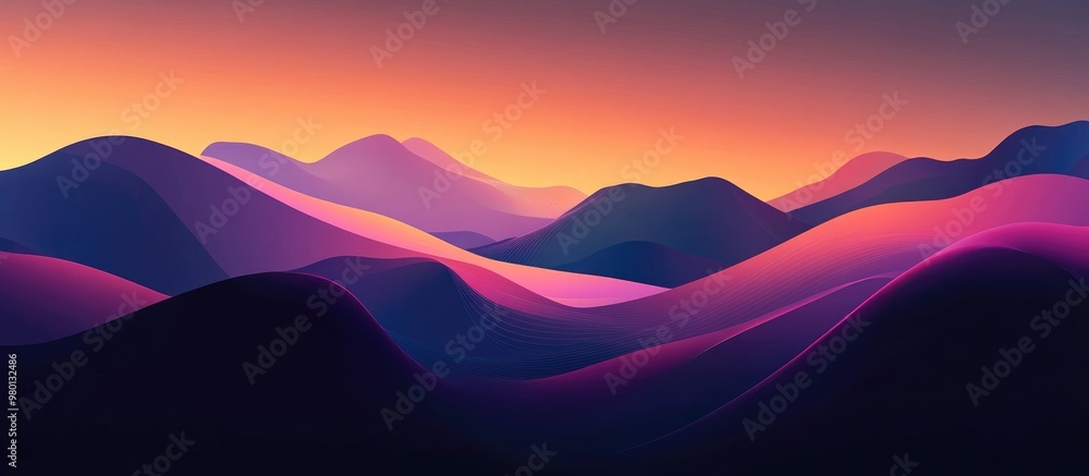 Poster stunning abstract landscape illustration featuring artistic design with gradient and filter effects 