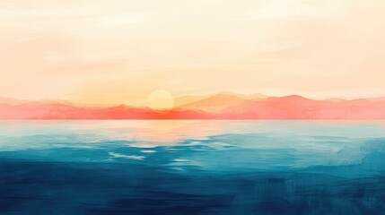 Fototapeta premium Abstract Seascape Background In Watercolor Style Art Painting Colorful Texture