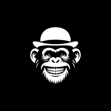 recommend clip art: silhouette of monkey Chimp smile wearing bowler hat