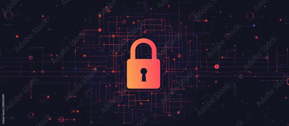 Poster cybersecurity lock data protection ai neural network