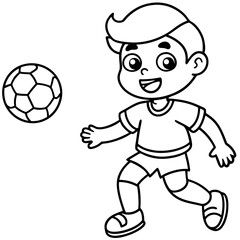 Obraz premium boy playing football, generative AI