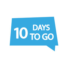 Countdown speech bubble. Number ten focus. Blue rectangular icon. Vector design.