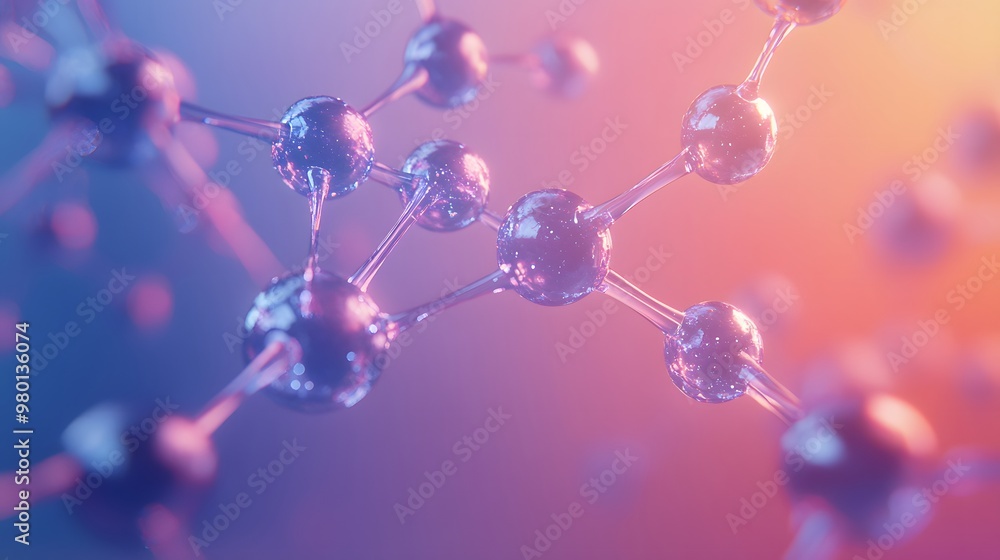 Poster abstract representation of a molecule with connected spheres