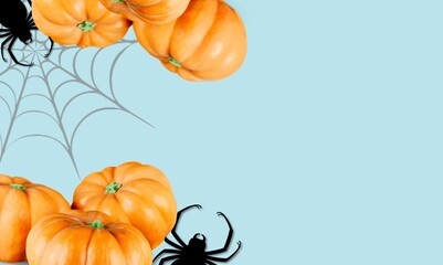 Happy Halloween concept with Spider and Pumpkin