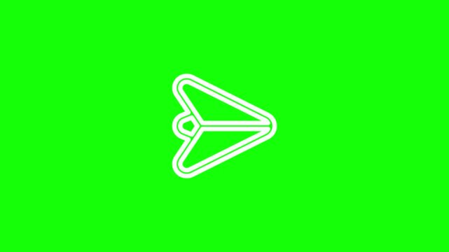 Animation of a Send Message icon on a green background. 4K video. Looped animation.