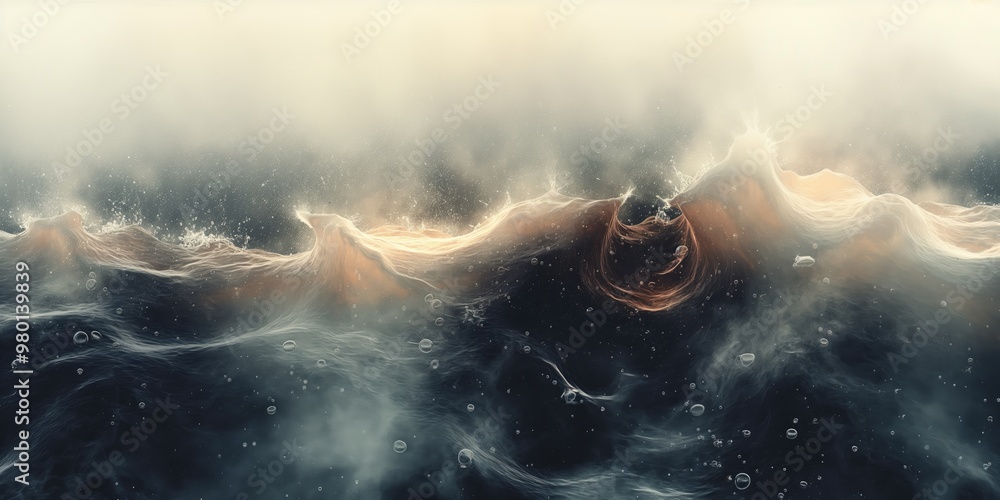 Aufkleber abstract minimalistic background with ethereal ocean waves and misty atmosphere. perfect for design,