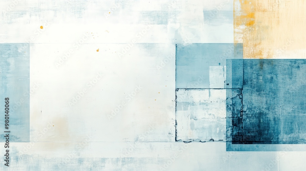 Aufkleber abstract geometric composition in soft blue and white with textured layers for modern design