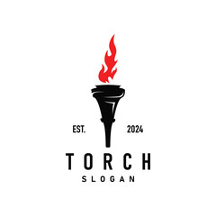 Illustration black silhouette torch logo flame design olympic sport victory inspiration
