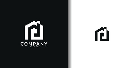 Architectural building creative logo concept, house logo design, home construction logo. Premium Vector