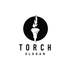 Illustration black silhouette torch logo flame design olympic sport victory inspiration