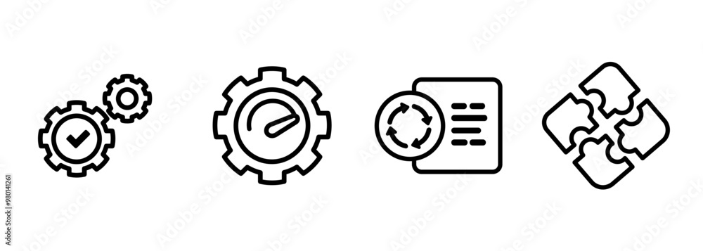 Poster functional stress test regression and compatibility software testing icon set outline line black in 