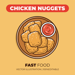 Fast food chicken nuggets vector illustration