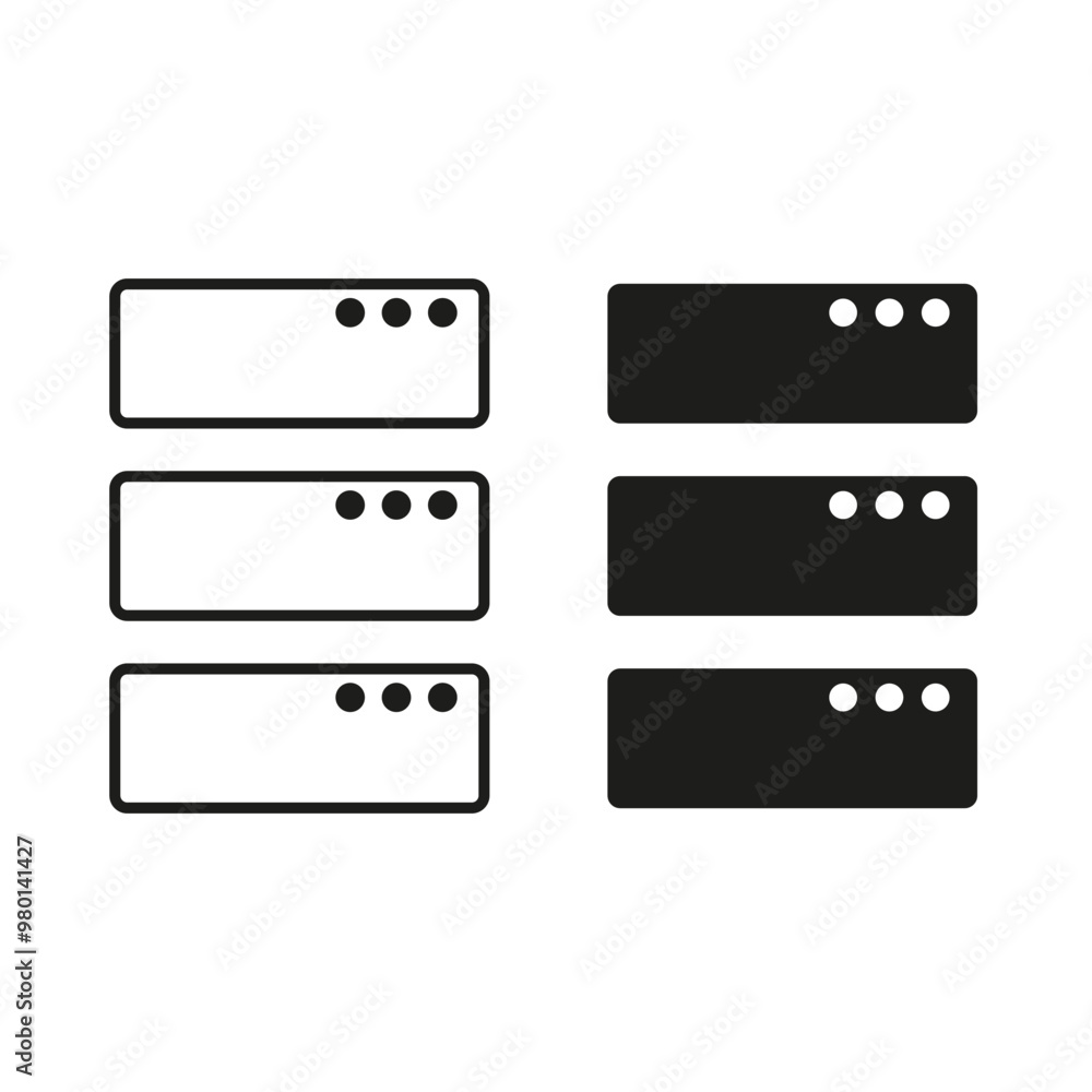 Poster server icons. data storage symbol. black and white database illustration. minimal tech design.