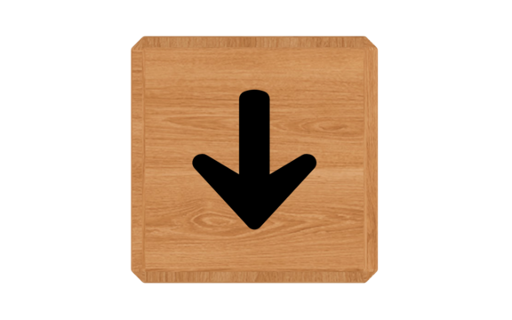 down direction icon on wood