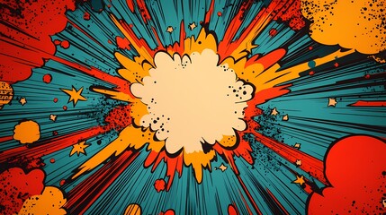 Colorful Comic Book Explosion with White Space