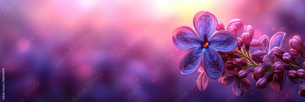 Poster lilac flower with blurred background