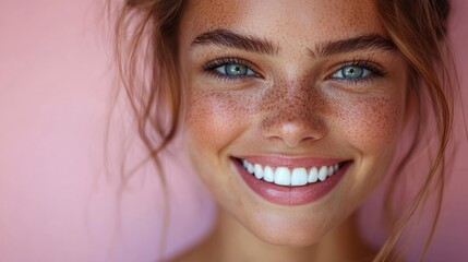 Portrait of a Smiling Woman with Freckles