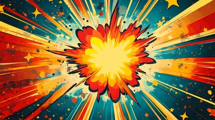Abstract Comic Book Explosion with Stars and Lines