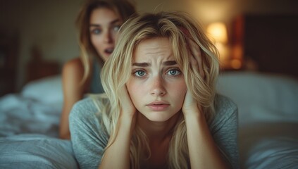 Fototapeta premium Woman Covering Ears, Shocked