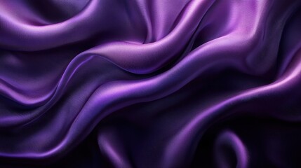 Obraz premium Luxurious dark purple silk textile, draped in gentle curves, with the light catching its smooth, lustrous surface, creating a sophisticated and elegant effect. realistic photo