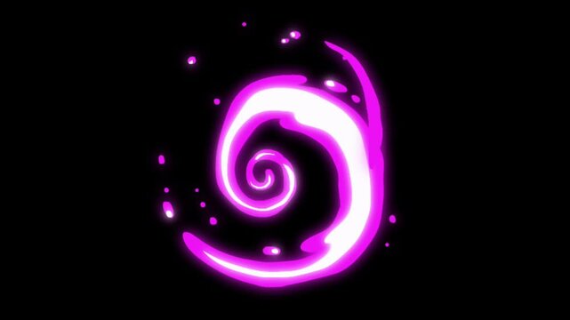 Animation of pink and white energy blob element spinning around isolated on black