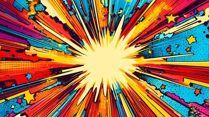 Fototapeta premium Abstract Comic Book Explosion with Stars and Vibrant Colors