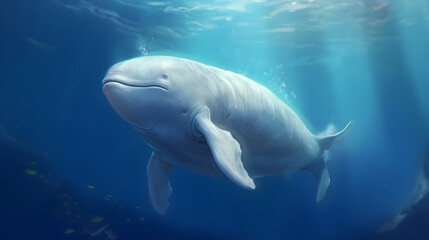 Naklejka premium Beluga At sea Illustration Vector