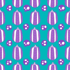 Halloween cute pumpkins seamless monsters pattern for wrapping paper and fabric