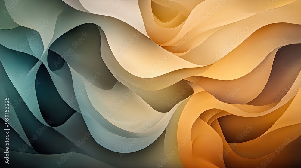 Poster a stunning abstract wave design blending soft colors, creating a serene and modern visual appeal per