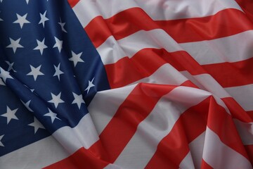 Flag of USA as background, above view