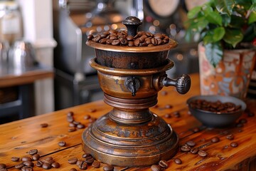 Vintage coffee grinder accessories for hand milling coffee beans with style and precision
