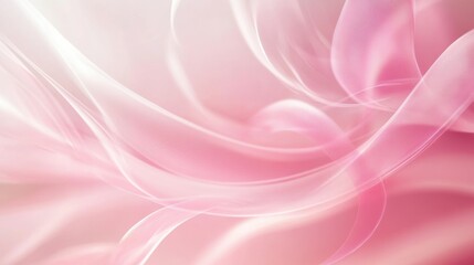 Obraz premium A light pink wallpaper with delicate swirls and ribbons in soft focus giving a sense of movement and peace