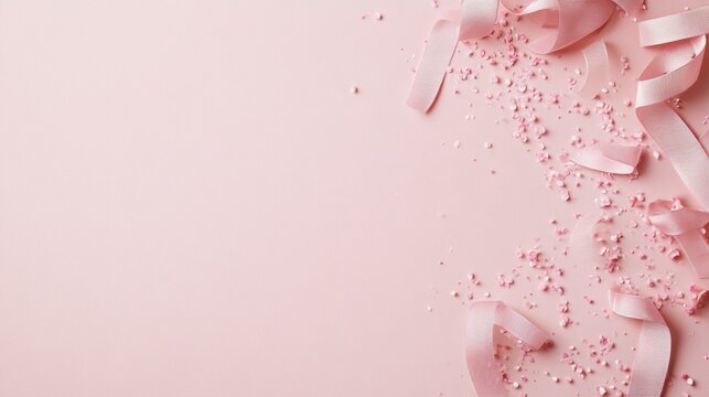 Fototapeta A pastel pink wallpaper with tiny ribbon details scattered softly in the background for a gentle touch