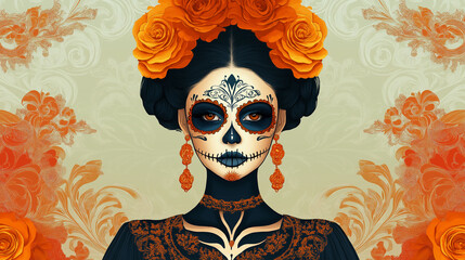  Catrina Portrait Stylized Vector