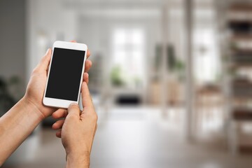 cell phone with blank screen mockup.