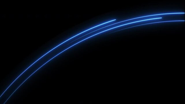 Bright neon blue laser lines curve abstract technology background. Seamless looping. 4K footage