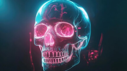 A vibrant neon skull design, combining vivid colors and glowing effects for an eye-catching visual impact.