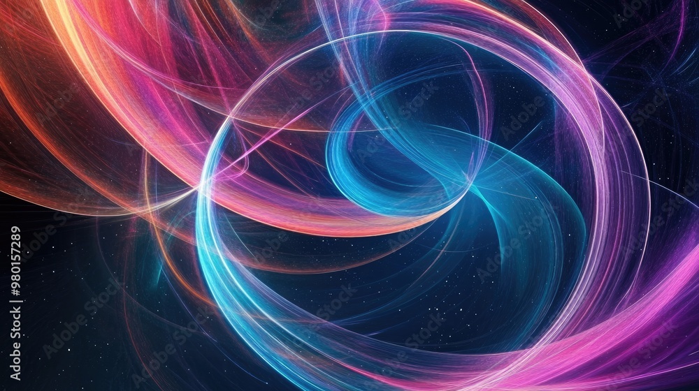 Poster a vibrant swirl of colorful light trails, creating a dynamic and abstract background effect for art 