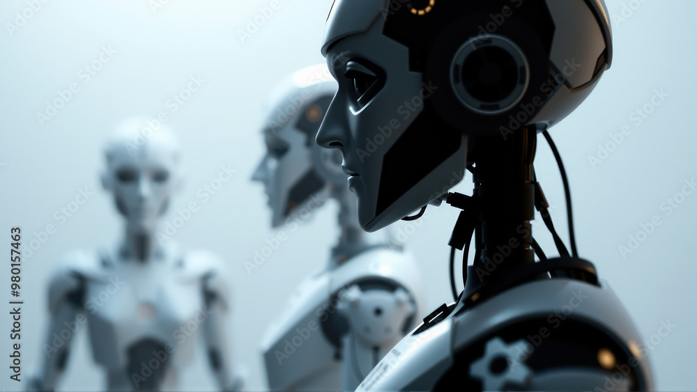 Poster robots in profile.