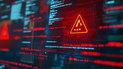 Close-up of a computer screen displaying a red warning message about a cyber attack.