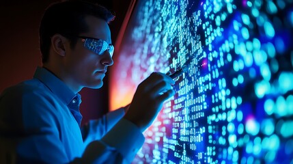 Security analyst examining logs of a distributed denial-of-service (DDoS) attack.