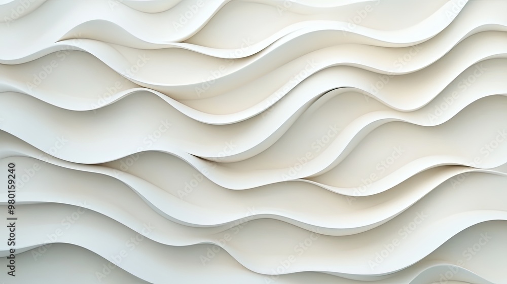 Poster abstract wave pattern in soft white tones, showcasing elegance and texture perfect for modern design