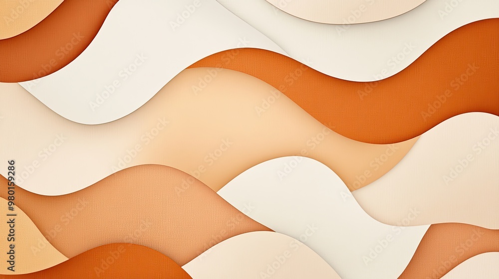 Poster abstract wavy pattern in warm tones, featuring soft curves and gentle gradients, perfect for modern 