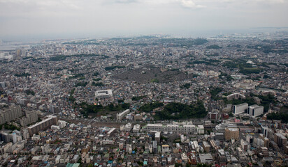 KANAGAWA PREFECTURE, JAPAN - MAY 2017: Aerial view of population density in Kanagawa prefecture May 2017.