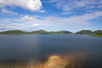 Beautiful aerial view mountain landscapes in Prachuap Khiri Khan province. Mountain lake in Thailand.