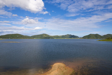 Beautiful aerial view mountain landscapes in Prachuap Khiri Khan province. Mountain lake in Thailand.