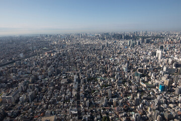 TOKYO - SEPT. 2017: Aerial view of population density in Tokyo prefecture Sept. 2017.