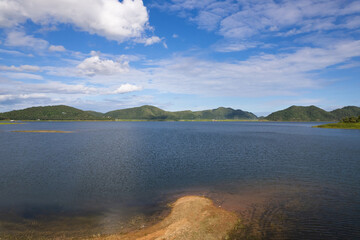 Beautiful aerial view mountain landscapes in Prachuap Khiri Khan province. Mountain lake in Thailand.